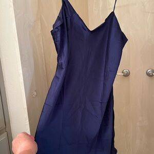 Silksilky Midnight Blue Silk Gown